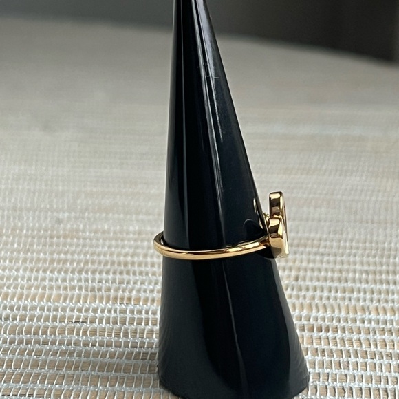 Adjustable Gold pearlized Heart Ring with Crystal Accent - Picture 2 of 2